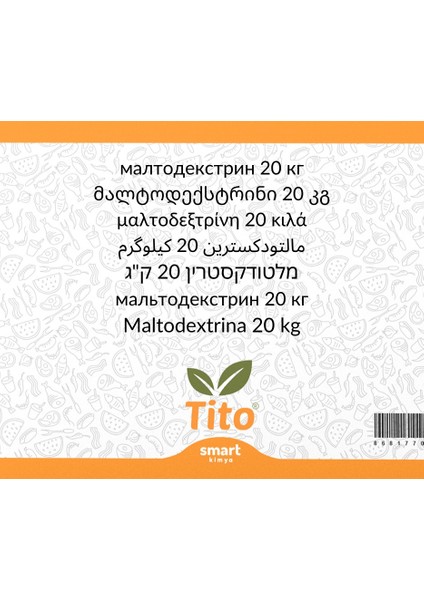 Maltodekstrin Standart Kalite Gıda Tipi 20 kg