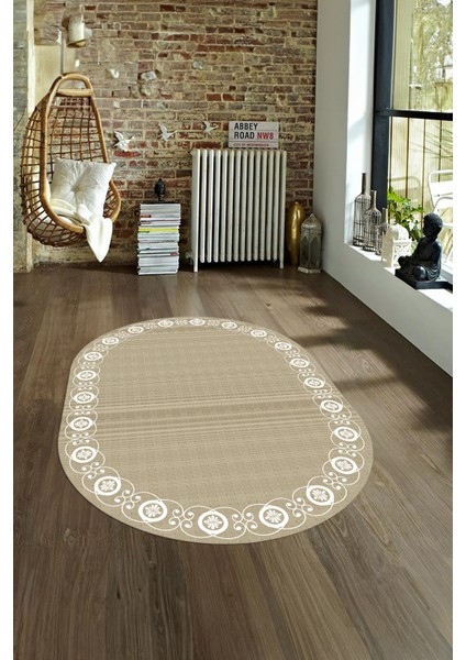 Dijital Kaymaz Yıkanabilir Jüt-Hasır Desen Oval Yolluk Mutfak Salon Halısı, N-O-Jüt-15-Krem, modelleri