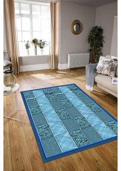 Dijital Baskılı Kaymaz Yıkanabilir Jüt-Hasır Desen Yolluk Mutfak Salon Halısı, N-Jüt-02-Mavi, fiyatları
