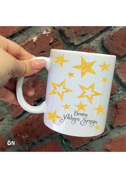 Size Özel Benim Yıldızım Sensin Seramik Baskılı Kupa Bardaklar