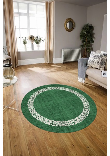 Dijital Kaymaz Yıkanabilir Jüt-Hasır Desen Yuvarlak Yolluk Mutfak Salon Halısı, N-Y-Jüt-04-Yeşil, fiyatları