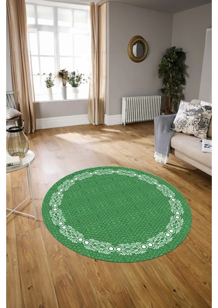 Dijital Kaymaz Yıkanabilir Jüt-Hasır Desen Yuvarlak Yolluk Mutfak Salon Halısı, N-Y-Jüt-14-Yeşil, fiyatları