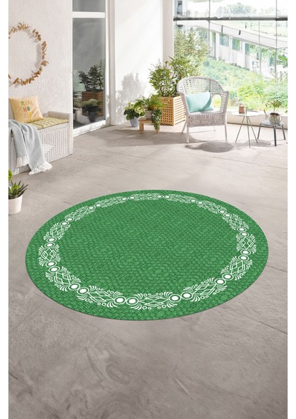 Dijital Kaymaz Yıkanabilir Jüt-Hasır Desen Yuvarlak Yolluk Mutfak Salon Halısı, N-Y-Jüt-14-Yeşil, indirimleri