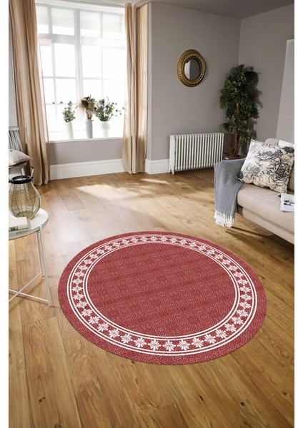 Dijital Kaymaz Yıkanabilir Jüt-Hasır Desen Yuvarlak Yolluk Mutfak Salon Halısı, N-Y-Jüt-20-Kırmızı, fiyatları