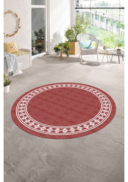 Dijital Kaymaz Yıkanabilir Jüt-Hasır Desen Yuvarlak Yolluk Mutfak Salon Halısı, N-Y-Jüt-20-Kırmızı, indirimleri