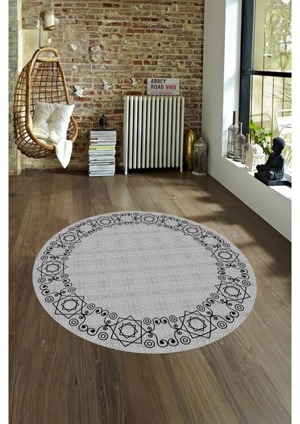 Dijital Kaymaz Yıkanabilir Jüt-Hasır Desen Yuvarlak Yolluk Mutfak Salon Halısı, N-Y-Jüt-19-Gri, modelleri