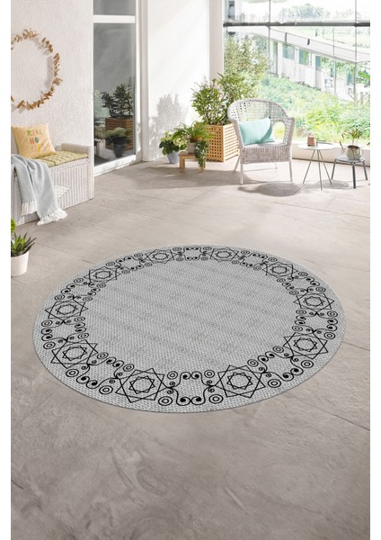 Dijital Kaymaz Yıkanabilir Jüt-Hasır Desen Yuvarlak Yolluk Mutfak Salon Halısı, N-Y-Jüt-19-Gri, indirimleri