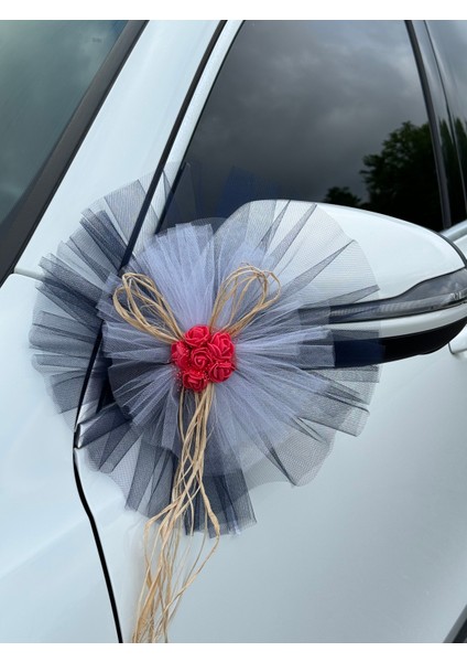 5 Adet Siyah Beyaz Kristal Tül Kırmızı Latex Gül Doğal Rafya Detaylı Düğün Nikah Kına Sünnet Konvoy Süsü fırsatları