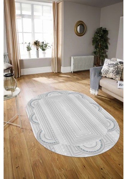 Dijital Kaymaz Yıkanabilir Jüt-Hasır Desen Oval Yolluk Mutfak Salon Halısı, N-O-Jüt-08-Gri, fiyatları