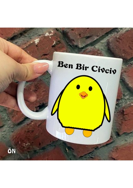 Size Özel Bizim Sevimli Ben Civciv Seramik Baskılı Kupa Bardaklar