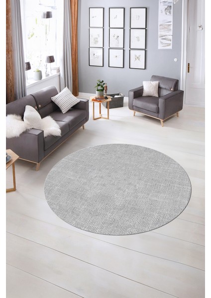 Dijital Kaymaz Yıkanabilir Jüt-Hasır Desen Yuvarlak Yolluk Mutfak Salon Halısı, N-Y-Jüt-07-Gri, fırsatları