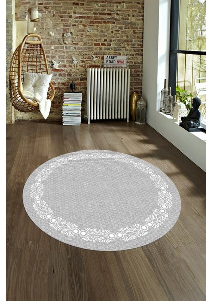 Dijital Kaymaz Yıkanabilir Jüt-Hasır Desen Yuvarlak Yolluk Mutfak Salon Halısı, N-Y-Jüt-14-Gri, modelleri