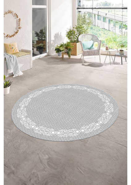 Dijital Kaymaz Yıkanabilir Jüt-Hasır Desen Yuvarlak Yolluk Mutfak Salon Halısı, N-Y-Jüt-14-Gri, indirimleri