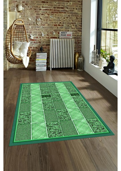 Dijital Baskılı Kaymaz Yıkanabilir Jüt-Hasır Desen Yolluk Mutfak Salon Halısı, N-Jüt-02-Yeşil, modelleri
