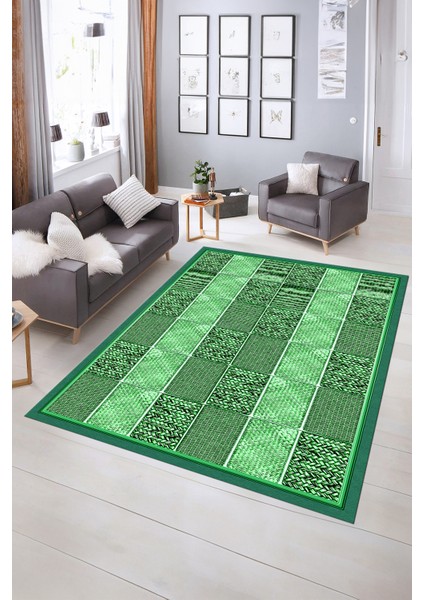 Dijital Baskılı Kaymaz Yıkanabilir Jüt-Hasır Desen Yolluk Mutfak Salon Halısı, N-Jüt-02-Yeşil, fırsatları