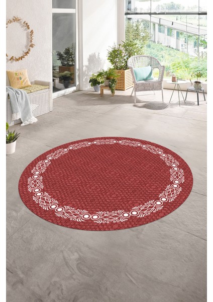 Dijital Kaymaz Yıkanabilir Jüt-Hasır Desen Yuvarlak Yolluk Mutfak Salon Halısı, N-Y-Jüt-14-Kırmızı, indirimleri