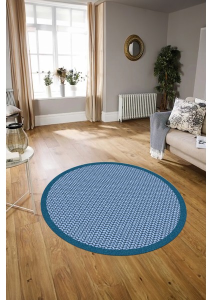 Dijital Kaymaz Yıkanabilir Jüt-Hasır Desen Yuvarlak Yolluk Mutfak Salon Halısı, N-Y-Jüt-03-Mavi, fiyatları