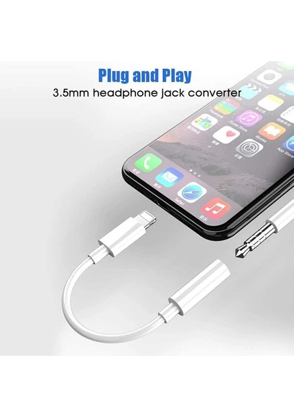 iPhone 7 8 x 11 12 13 14 Uyumlu Lightning To 3.5mm Aux Jack Kulaklık Çevirici Bluetooth Gerektirmez