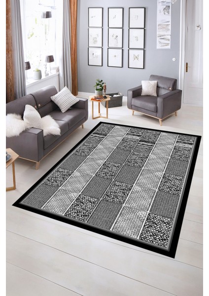 Dijital Baskılı Kaymaz Yıkanabilir Jüt-Hasır Desen Yolluk Mutfak Salon Halısı, N-Jüt-02-Gri, fırsatları