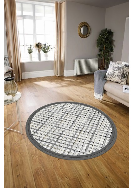 Dijital Kaymaz Yıkanabilir Jüt-Hasır Desen Yuvarlak Yolluk Mutfak Salon Halısı, N-Y-Jüt-16-Gri, fiyatları