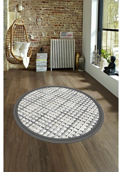 Dijital Kaymaz Yıkanabilir Jüt-Hasır Desen Yuvarlak Yolluk Mutfak Salon Halısı, N-Y-Jüt-16-Gri, modelleri