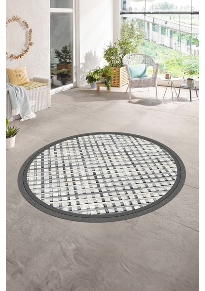 Dijital Kaymaz Yıkanabilir Jüt-Hasır Desen Yuvarlak Yolluk Mutfak Salon Halısı, N-Y-Jüt-16-Gri, indirimleri