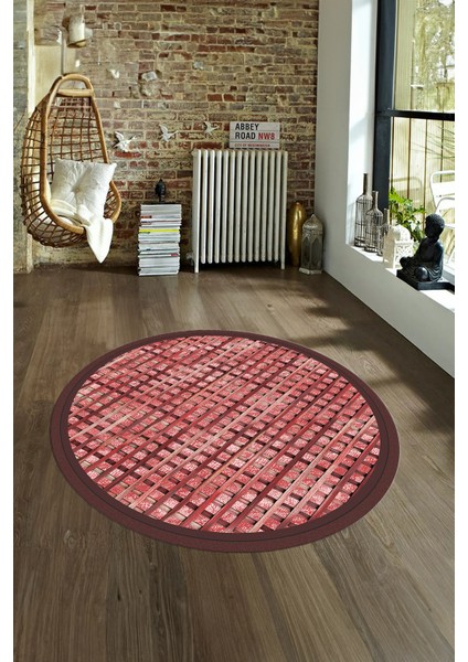 Dijital Kaymaz Yıkanabilir Jüt-Hasır Desen Yuvarlak Yolluk Mutfak Salon Halısı, N-Y-Jüt-16-Kırmızı, modelleri