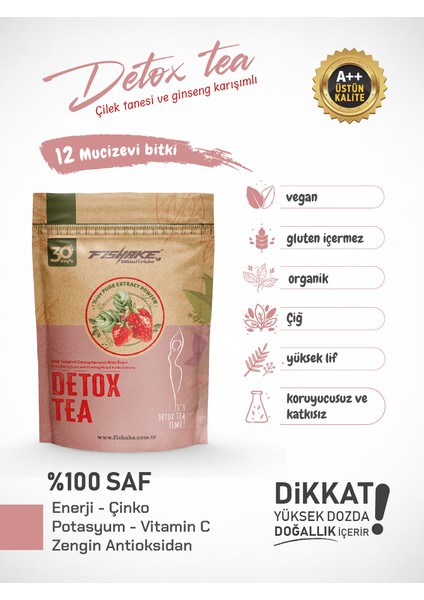 Fishake Çilek Tanesi ve Gınseng Içeren Detox ve Diyet Çay (30 Gün)