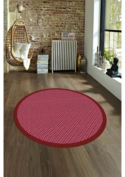 Dijital Kaymaz Yıkanabilir Jüt-Hasır Desen Yuvarlak Yolluk Mutfak Salon Halısı, N-Y-Jüt-03-Kırmızı, modelleri
