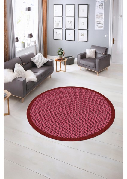 Dijital Kaymaz Yıkanabilir Jüt-Hasır Desen Yuvarlak Yolluk Mutfak Salon Halısı, N-Y-Jüt-03-Kırmızı, fırsatları