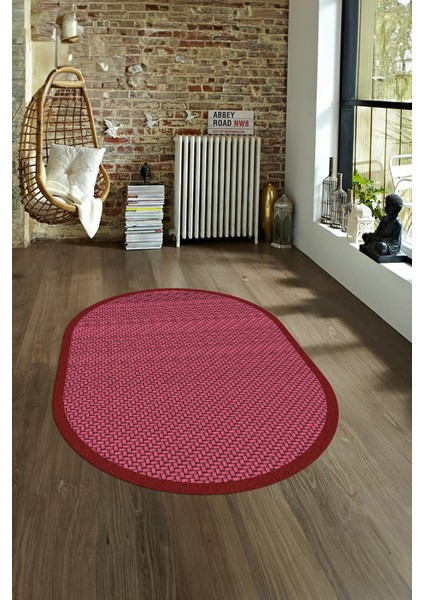 Dijital Kaymaz Yıkanabilir Jüt-Hasır Desen Oval Yolluk Mutfak Salon Halısı, N-O-Jüt-03-Kırmızı, modelleri