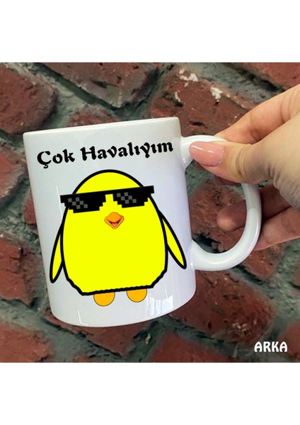 Size Özel Bizim Sevimli Havalı Civciv Seramik Baskılı Kupa Bardaklar