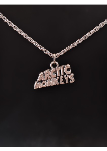 Antik Gümüş Kaplama Sembol Arctic Monkey Zincirli Unisex Kolye