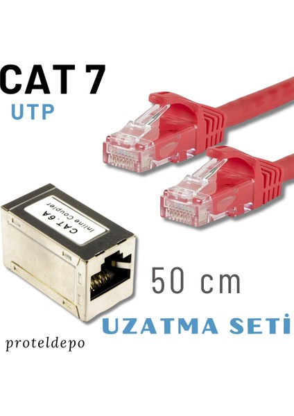 50 cm Cat7 Utp Kablo Uzatma Seti, Ethernet Kablo ve Ekleyici