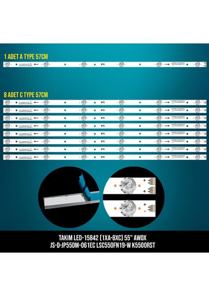 Takım Led-42 (1xa-8xc) 55 Awox JS-D-JP55DM-061EC LSC550FN19-W K5500RST Etc