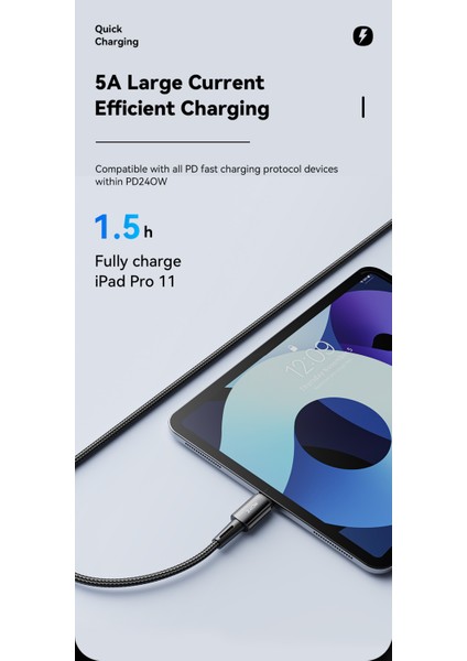 240W CE/FC/ROHS Lisanslı Type-C To Type-C Süper Hızlı Şarj ve Data Veri Kablosu Örgülü Sağlam