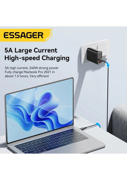 240W CE/FC/ROHS Lisanslı Type-C To Type-C Süper Hızlı Şarj ve Data Veri Kablosu Örgülü Sağlam