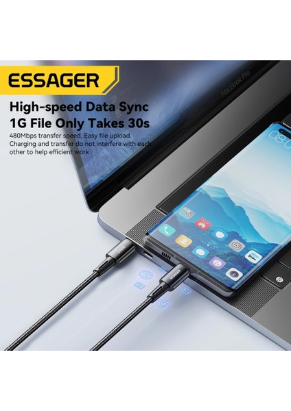 240W CE/FC/ROHS Lisanslı Type-C To Type-C Süper Hızlı Şarj ve Data Veri Kablosu Örgülü Sağlam