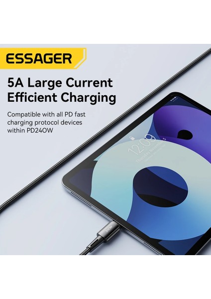 240W CE/FC/ROHS Lisanslı Type-C To Type-C Süper Hızlı Şarj ve Data Veri Kablosu Örgülü Sağlam