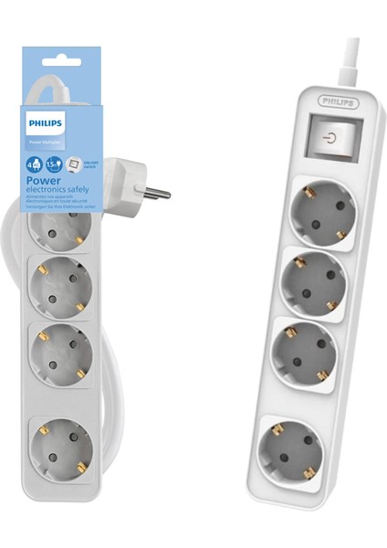 Dörtlü Grup Priz Anahtarlı 1.5 Metre CHP2144W/62