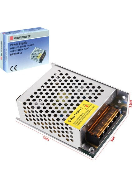 Mrw-60-12 Metal Kasa Adaptör 12 Volt 5 Amper