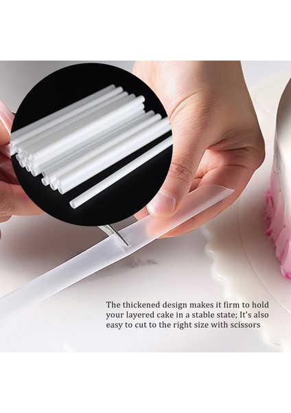 20 Parça Beyaz Plastik Kek Çubukları Destek Çubukları, 4 Parça Kek Ayırıcı Tabaklar Kek ve 12 Parça Şeffaf Kek (Yurt Dışından) modelleri