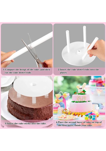 36 Parça Plastik Kek Dübel Çubuk Seti 20 Parça Beyaz Kek Çubukları Destek Çubuğu ve 4 Parça Kek Ayırıcı Plaka (Yurt Dışından) modelleri