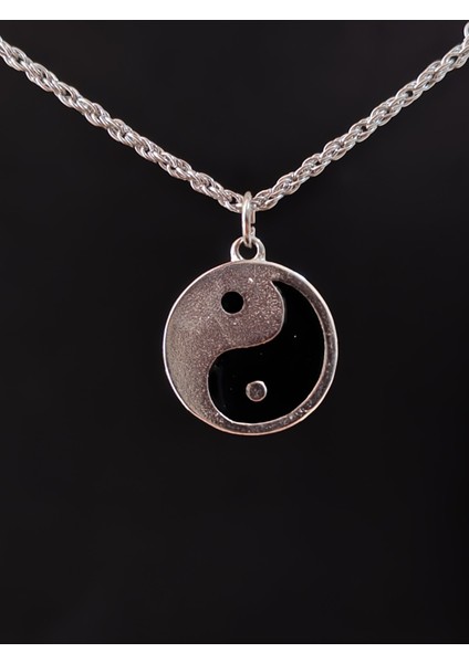 Antik Gümüş Kaplama Sembol Ying-Yang Zincirli Unisex Kolye fiyatları