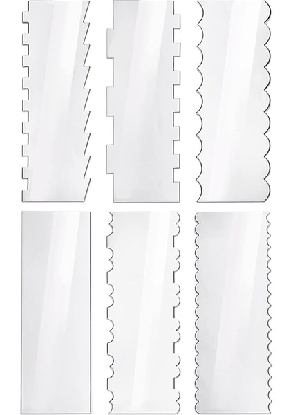 6'lı Şeffaf Akrilik Kek Spatula Seti, Kremalı Kek Spatulası, Pürüzsüz Kek Spatulası, Yan Şeritli Kek Kazıyıcıları (Yurt Dışından)