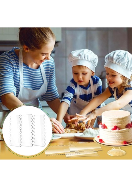 6'lı Şeffaf Akrilik Kek Spatula Seti, Kremalı Kek Spatulası, Pürüzsüz Kek Spatulası, Yan Şeritli Kek Kazıyıcıları (Yurt Dışından) fiyatları