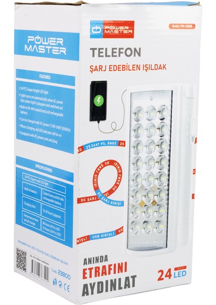 PM-23800 24 Ledli Telefon Şarj Edebilen Işıldak fırsatları