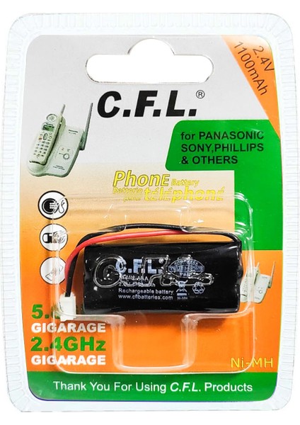 Şarjlı Telsiz Telefon Pili 2.4 Volt 1100 Mah Ni-Mh