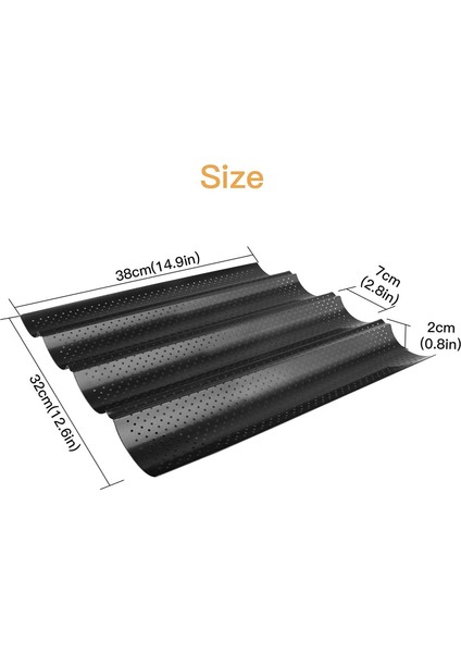4 Oluk Fransız Ekmek Pişirme Kalıbı, 3 Adet Yapışmaz Formu Metal Çanak Dalga Tepsisi Pratik Kek Somun Tavalar Araçları (Yurt Dışından)