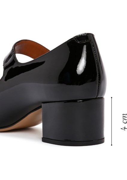 Kadın Bantlı Kalın Topuklu Deri Stiletto
